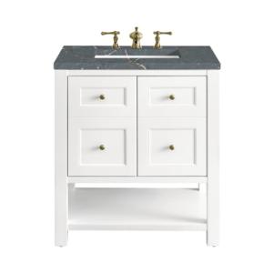 Breckenridge 30IN Single Vanity Bright White w/ 3 CM Parisien Bleu Top