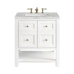 Breckenridge 30IN Single Vanity Bright White w/ 3 CM Victorian Silver Top