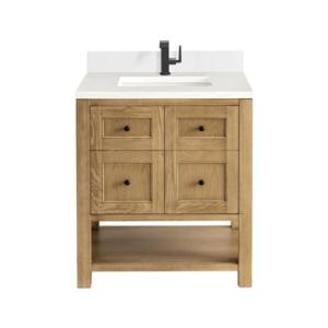 Breckenridge 30IN Single Vanity Light Natural Oak w/ Single Hole 3 CM White Zeus Top & Backsplash