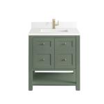 Breckenridge 30IN Single Vanity Smokey Celadon w/ Single Hole 3 CM White Zeus Top & Backsplash