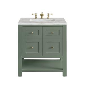 Breckenridge 30IN Single Vanity Smokey Celadon w/ 3 CM Victorian Silver Top