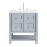 Breckenridge 30IN Single Vanity Serenity Blue w/ 3 CM White Zeus Quartz Top