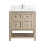 Breckenridge 30IN Single Vanity Whitewashed Oak w/ Single Hole 3CM White Zeus Silestone Top & Backsplash