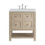 Breckenridge 30IN Single Vanity Whitewashed Oak w/ 3 CM Carrara White Marble Top