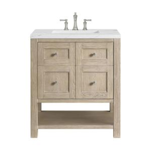 Breckenridge 30IN Single Vanity Whitewashed Oak w/ 3 CM Ethereal Noctis Silestone Top