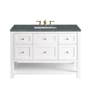 Breckenridge 48IN Single Vanity Bright White w/ 3 CM Parisien Bleu Top
