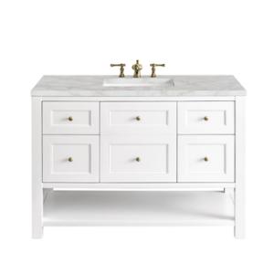 Breckenridge 48IN Single Vanity Bright White w/ 3 CM Victorian Silver Top