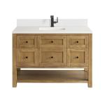 Breckenridge 48IN Single Vanity Light Natural Oak w/ Single Hole 3 CM White Zeus Top & Backsplash