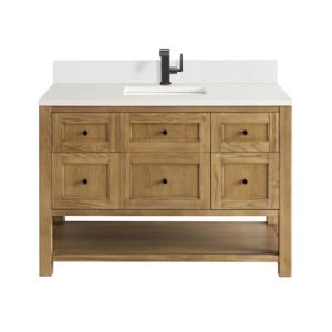 Breckenridge 48IN Single Vanity Light Natural Oak w/ Single Hole 3 CM White Zeus Top & Backsplash