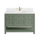 Breckenridge 48IN Single Vanity Smokey Celadon w/ Single Hole 3 CM White Zeus Top & Backsplash