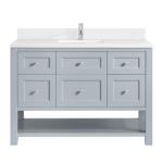 Breckenridge 48IN Single Vanity Serenity Blue w/ Single Hole 3 CM White Zeus Quartz Top & Backsplash