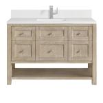 Breckenridge 48IN Single Vanity Whitewashed Oak w/ Single Hole 3CM White Zeus Silestone Top & Backsplash