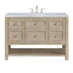 Breckenridge 48IN Single Vanity Whitewashed Oak w/ 3 CM Carrara White Marble Top