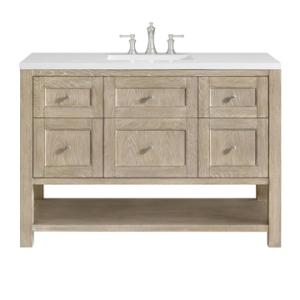 Breckenridge 48IN Single Vanity Whitewashed Oak w/ 3 CM White Zeus Silestone Top