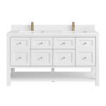 Breckenridge 60IN Double Vanity Bright White w/ Single Hole 3 CM White Zeus Quartz Top & Backsplash