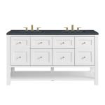 Breckenridge 60IN Double Vanity Bright White w/ 3 CM Charcoal Soapstone Quartz Top