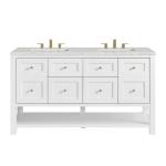 Breckenridge 60IN Double Vanity Bright White w/ 3 CM Eternal Jasmine Pearl Quartz Top