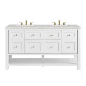 Breckenridge 60IN Double Vanity Bright White w/ 3 CM Eternal Jasmine Pearl Quartz Top