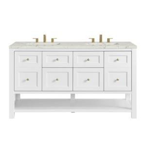 Breckenridge 60IN Double Vanity Bright White w/ 3 CM Victorian Silver Quartz Top