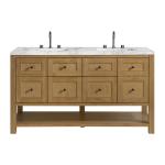 Breckenridge 60IN Double Vanity Light Natural Oak w/ 3 CM Carrara Marble Top