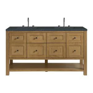 Breckenridge 60IN Double Vanity Light Natural Oak w/ 3 CM Charcoal Soapstone Quartz Top