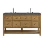 Breckenridge 60IN Double Vanity Light Natural Oak w/ 3 CM Parisien Bleu Quartz Top