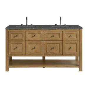 Breckenridge 60IN Double Vanity Light Natural Oak w/ 3 CM Parisien Bleu Quartz Top