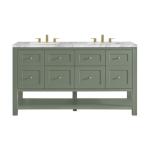 Breckenridge 60IN Double Vanity Smokey Celadon w/ 3 CM Carrara Marble Top
