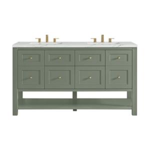 Breckenridge 60IN Double Vanity Smokey Celadon w/ 3 CM Ethereal Noctis Quartz Top