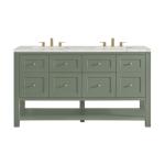 Breckenridge 60IN Double Vanity Smokey Celadon w/ 3 CM Victorian Silver Quartz Top
