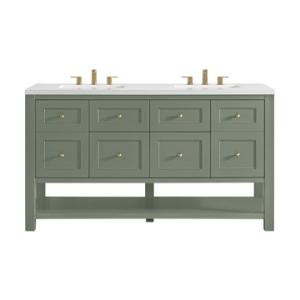 Breckenridge 60IN Double Vanity Smokey Celadon w/ 3 CM White Zeus Quartz Top