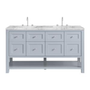 Breckenridge 60IN Double Vanity Serenity Blue w/ 3 CM Carrara Marble Top