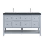 Breckenridge 60IN Double Vanity Serenity Blue w/ 3 CM Charcoal Soapstone Quartz Top