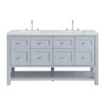 Breckenridge 60IN Double Vanity Serenity Blue w/ 3 CM Ethereal Noctis Quartz Top