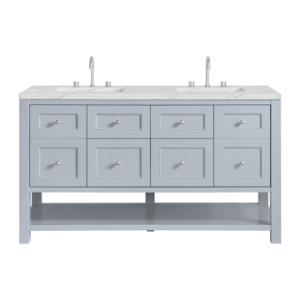 Breckenridge 60IN Double Vanity Serenity Blue w/ 3 CM Ethereal Noctis Quartz Top