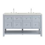 Breckenridge 60IN Double Vanity Serenity Blue w/ 3 CM Lime Delight Quartz Top