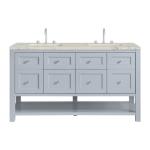 Breckenridge 60IN Double Vanity Serenity Blue w/ 3 CM Victorian Silver Quartz Top