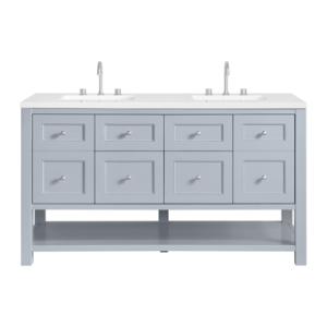 Breckenridge 60IN Double Vanity Serenity Blue w/ 3 CM White Zeus Quartz Top