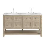 Breckenridge 60IN Double Vanity Whitewashed Oak w/ 3 CM Carrara Marble Top