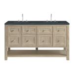 Breckenridge 60IN Double Vanity Whitewashed Oak w/ 3 CM Charcoal Soapstone Quartz Top