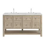 Breckenridge 60IN Double Vanity Whitewashed Oak w/ 3 CM Ethereal Noctis Quartz Top