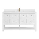 Breckenridge 60IN Single Vanity Bright White w/ Single Hole 3 CM White Zeus Quartz Top & Backsplash