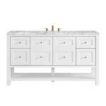 Breckenridge 60IN Single Vanity Bright White w/ 3 CM Carrara Marble Top