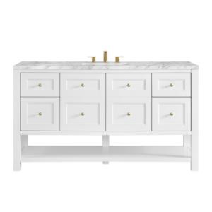 Breckenridge 60IN Single Vanity Bright White w/ 3 CM Carrara Marble Top