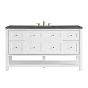 Breckenridge 60IN Single Vanity Bright White w/ 3 CM Parisien Bleu Top