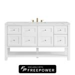 Breckenridge 60IN Single Vanity Bright White w/ 3 CM Ethereal Noctis Quartz Top w/ Faucet Plate
