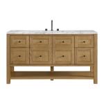 Breckenridge 60IN Single Vanity Light Natural Oak w/ 3 CM Carrara Marble Top