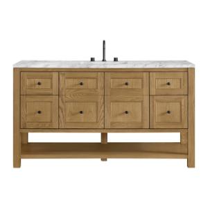 Breckenridge 60IN Single Vanity Light Natural Oak w/ 3 CM Carrara Marble Top