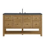 Breckenridge 60IN Single Vanity Light Natural Oak w/ 3 CM Charcoal Soapstone Quartz Top