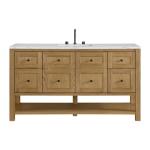Breckenridge 60IN Single Vanity Light Natural Oak w/ 3 CM Ethereal Noctis Quartz Top